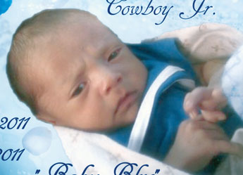 This baby photo shows Clifton Cowboy Jr. 